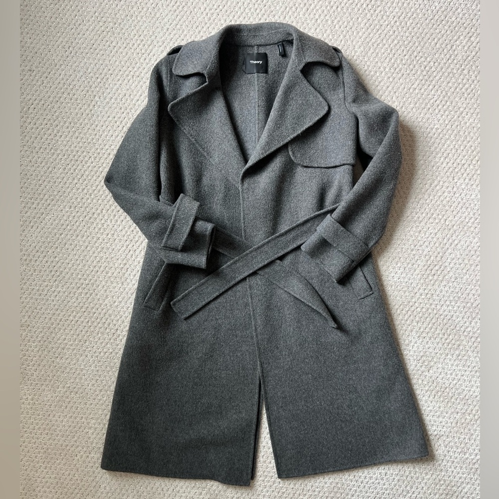 Theory Grey Wool and Cashmere Coat